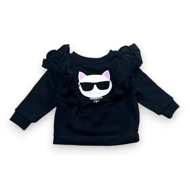 KARL LAGERFELD, Sweat noir avec imprimé, 2 ans