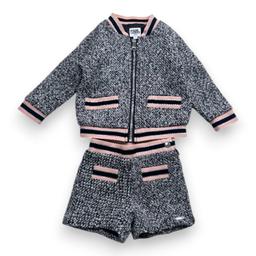 KARL LAGERFELD, Ensemble noir et rose gilet zippé et jupe, 2 ans