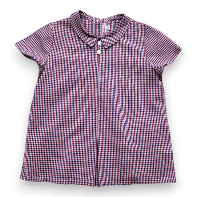 AMAIA, Chemise bleue et rouge vichy à manches courtes, 4 ans