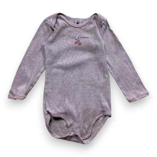 PETIT BATEAU, Body gris à manches longues, 2 ans