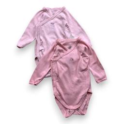 PETIT BATEAU, Lot de 2 bodies roses à manches longues, 3 mois