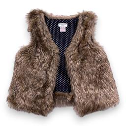 CYRILLUS, Gilet sans manches en fourrure marron, 4 ans