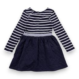 PETIT BATEAU, Robe bleu marine et blanche à manches longues, 6 a