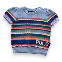 RALPH LAUREN, T-shirt effet maille bleu à rayures, 2 ans