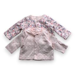 PETIT BATEAU, Lot de 2 cardigans roses, 1 mois