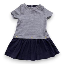 PETIT BATEAU, Robe bleu marine à rayures neuve, 12 mois