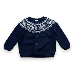 PETIT BATEAU, Cardigan bleu marine en laine, 12 mois