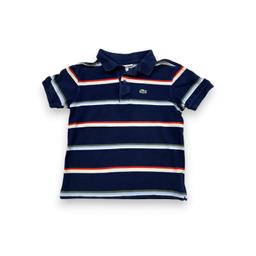 LACOSTE, Polo à manches courte rayé bleu marine, 8 ans