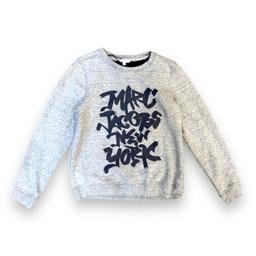 LITTLE MARC JACOBS, Pull gris avec imprimé bleu, 10 ans