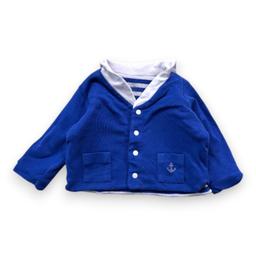 PETIT BATEAU, Gilet bleu réversible, 1 mois