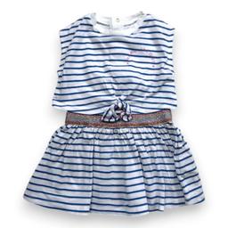 LITTLE MARC JACOBS, Robe à manches courtes blanche et bleue à ra