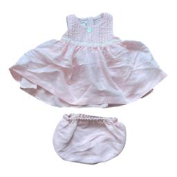 BABY DIOR, Ensemble robe et bloomer rose en soie et cachemire, 3