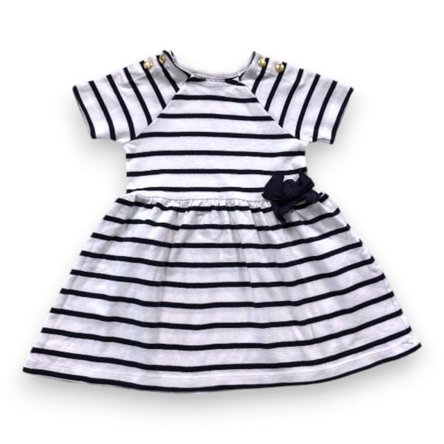 PETIT BATEAU, Robe bleue et blanche à rayures, 12 mois