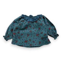 BONTON, Blouse bleue à fleurs, 12 mois