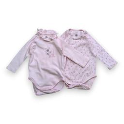 PETIT BATEAU, Lot de 2 bodies roses à manches longues, 6 mois