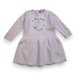 TARTINE & CHOCOLAT, Robe rose en laine avec fleurs brodées, 6 mo