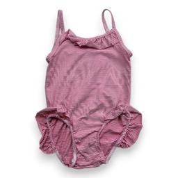 PETIT BATEAU, Maillot de bain 1 pièce rouge et blanc à rayures,