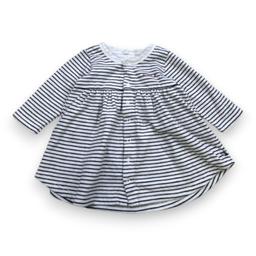 PETIT BATEAU, Robe blanche et bleue à rayures à manches longues,