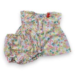 PETIT BATEAU, Ensemble blouse et bloomer à fleurs, 6 mois