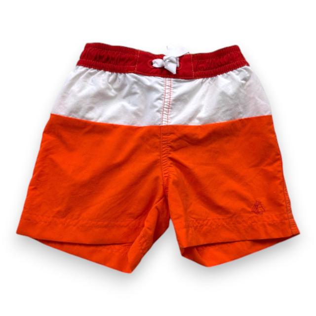 PETIT BATEAU, Short de bain orange et rouge, 12 mois