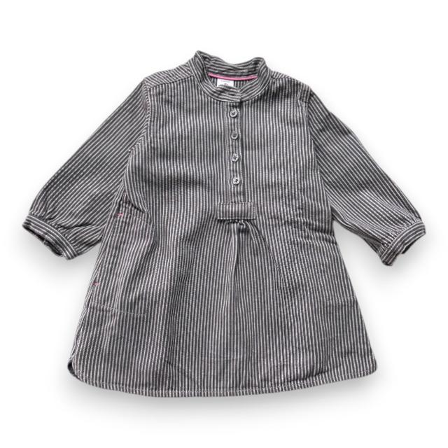 PETIT BATEAU, Robe grise en jean à rayures, 12 mois