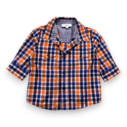 HUGO BOSS, Chemise bleue et orange à carreaux, 6 mois