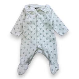 CYRILLUS, Pyjama à manches longues blanc à motifs, 1 mois