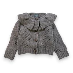 TOCOTO VINTAGE, Cardigan gris à col, 3 mois