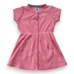 PETIT BATEAU, Robe rose et blanche à rayures, 6 mois