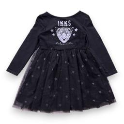 IKKS, Robe noire avec imprimé et jupe en tulle, 4 ans