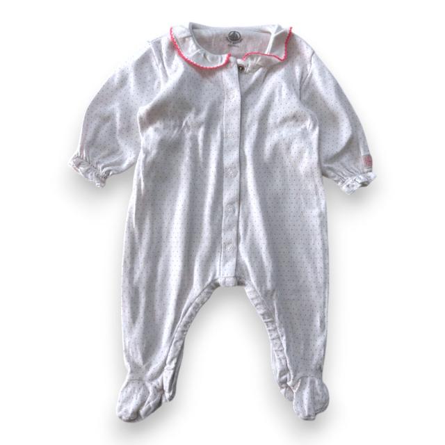 PETIT BATEAU, PYJAMA, BLANC, ROSE, 3 MOIS