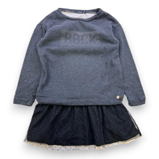 IKKS, ROBE GRIS, 8 ANS