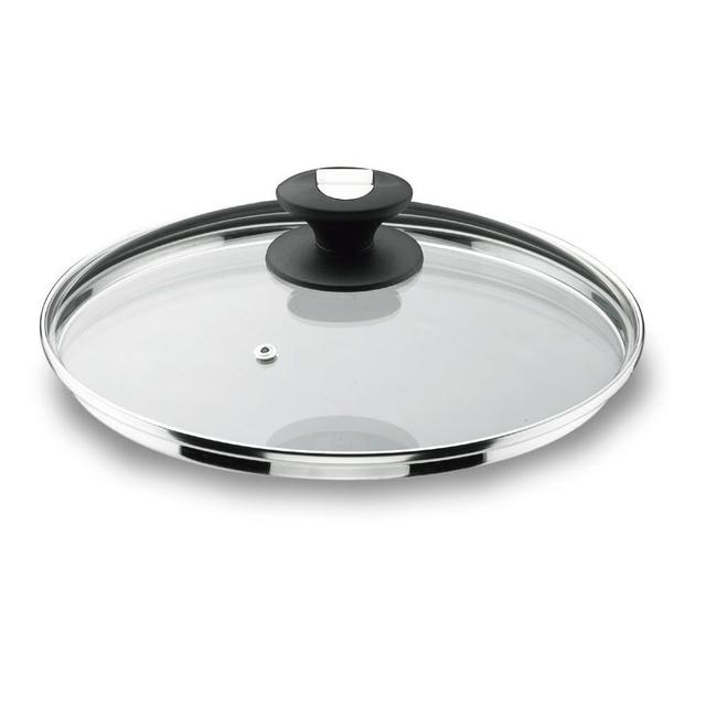 Couvercle en verre bord inox 14 cm