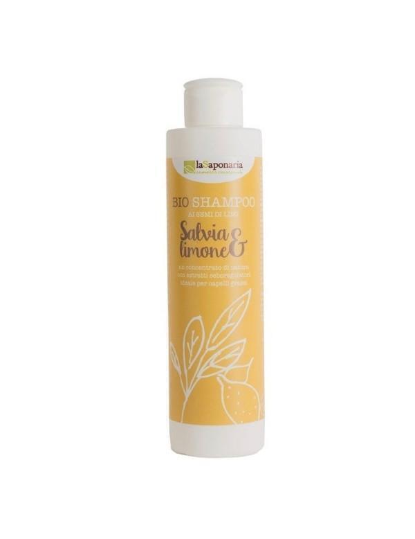 LA SAPONARIA Shampooing Bio Cheveux Gras Sauge & Citron, 200 ml