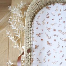 Panier à langer bébé + matelas + drap housse coton BIO "Oiseaux"