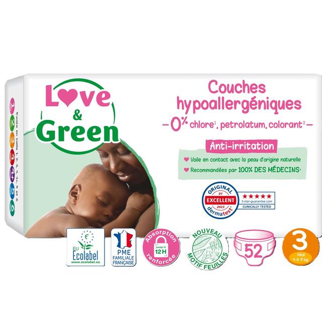 52 Couches hypoallergéniques Jumbo - T3, 4-9Kg