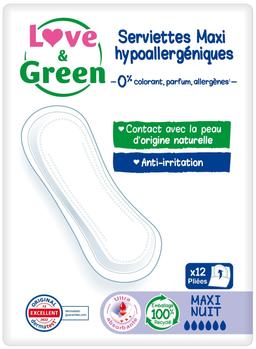 Serviettes Maxi nuit hypoallergéniques pliées x12