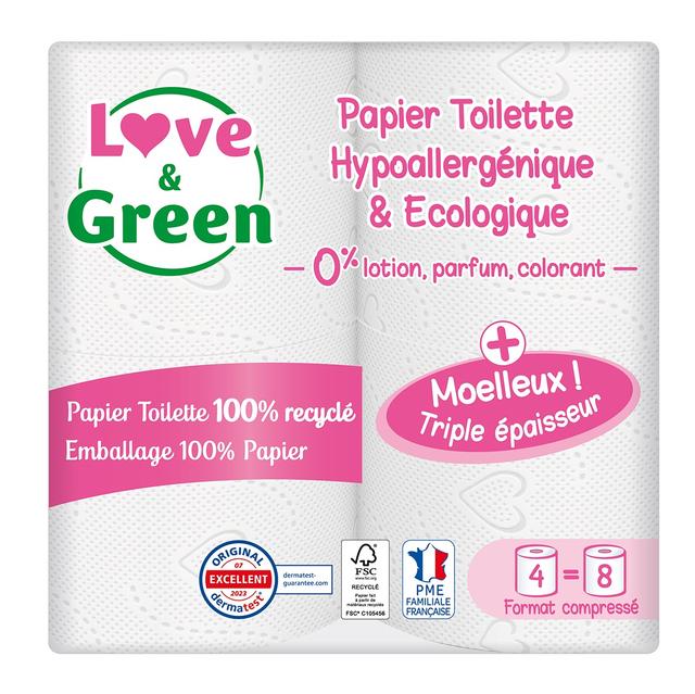 Papier toilette recyclé écologique - Triple épaisseur X4