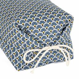 Taie pour Oreiller Japonais Makura - Motif Eventails Bleu Marine