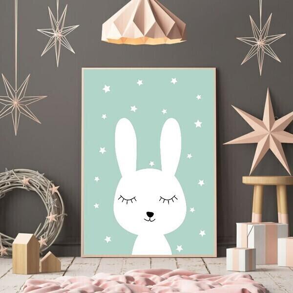 Affiche Enfant - Lapin - Chambre Bébé Garcon Fille