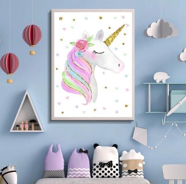 Affiche Licorne - 30x40cm - Chambre Bébé Garcon Fille