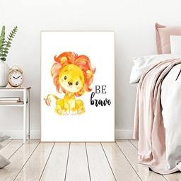 Affiche Lion Animaux - 30x40cm - Chambre Bébé Garcon Fille