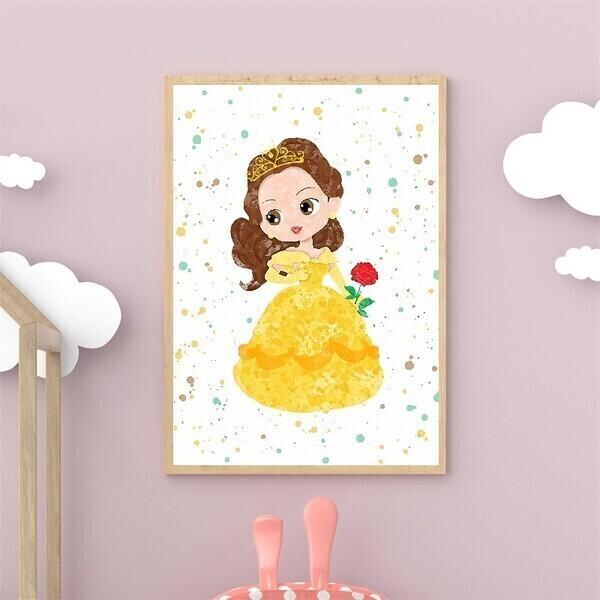 Affiche Princesse Belle - 30x40cm - Decoration chambre Fille