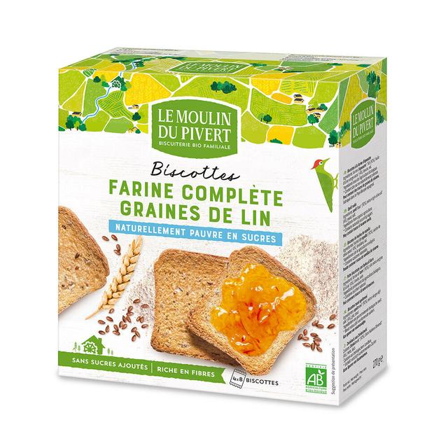 Biscotte Farine complète et graines de lin 270g