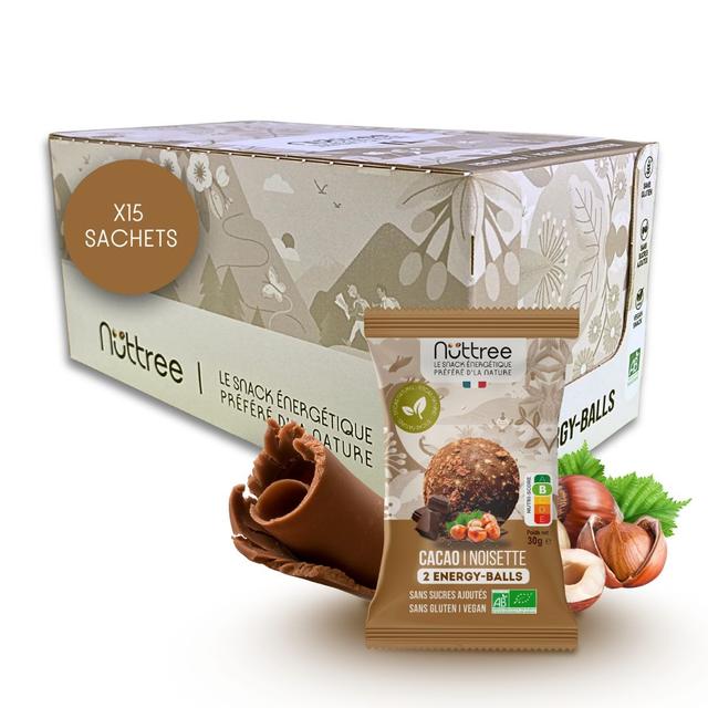 15 SACHETS DE 2 ENERGY-BALLS BIO | CACAO & NOISETTE