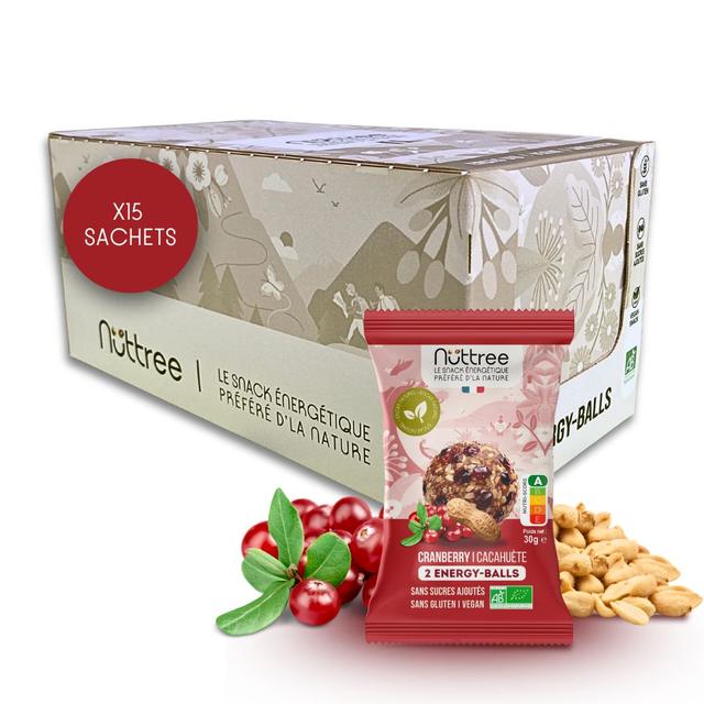 15 SACHETS DE 2 ENERGY-BALLS BIO | CACAHUETE & CRANBERRY