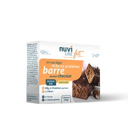 Barre protéinée chocolat, sans gluten, réduite en sucre