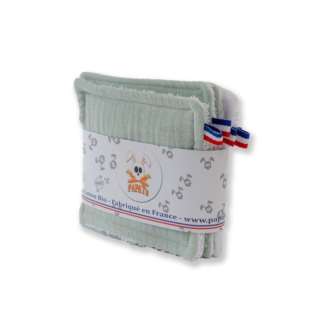 Lingettes lavables en Coton Bio Blanc et Vert