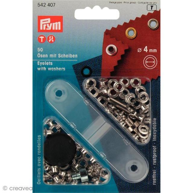 Kit oeillet Prym - Oeillets chromées 4 mm - 50 pcs