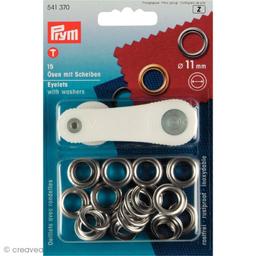 Kit oeillet Prym - Oeillets chromés 11 mm - 15 pcs